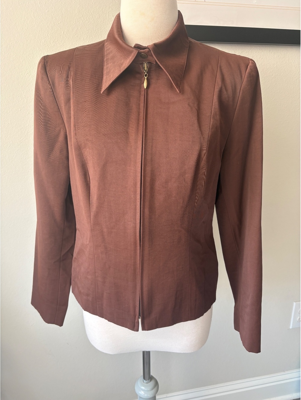 Vintage Express Compagnie Internationale Brown Fitted Zip Jacket Women’s M